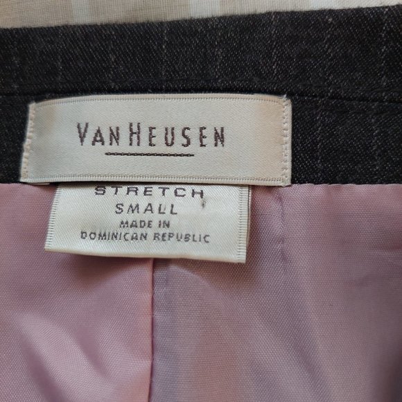 Van Heusen Gray Business PinStripe Stretchy Pants Blazer Suit Set, Sz S - Picture 3 of 12